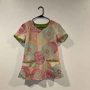 Colorful Patterned Scrub Top